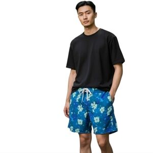 Cabelas Floral Blue Swim Shorts Size Mwdium NWT